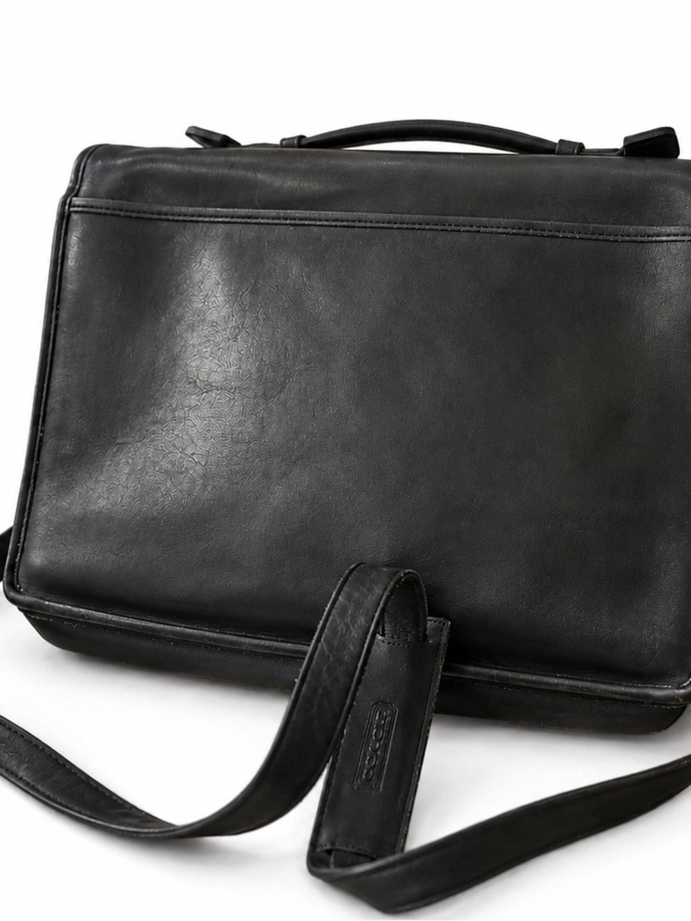 Vintage 1990s Coach Black Leather  Briefcase with Brass Hardware - Picture 2 of 3